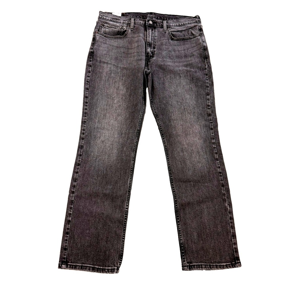 Levi's 514 Mens Straight Fit Jeans Charcoal Grey Slightly Distressed Denim 36x32